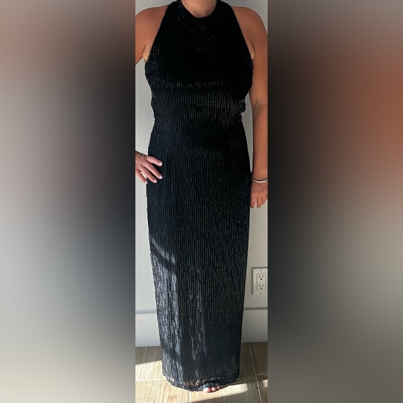 Vintage Handed Beaded Black Gown - Picture 7 of 8